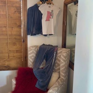 Juicy Couture 3 Pc Girls Velour Hoodie Track Suit